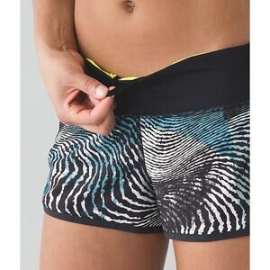 Lululemon 2016 Seawheeze Speed Short 2.5 Secret Society Tofino Teal Black Size 6